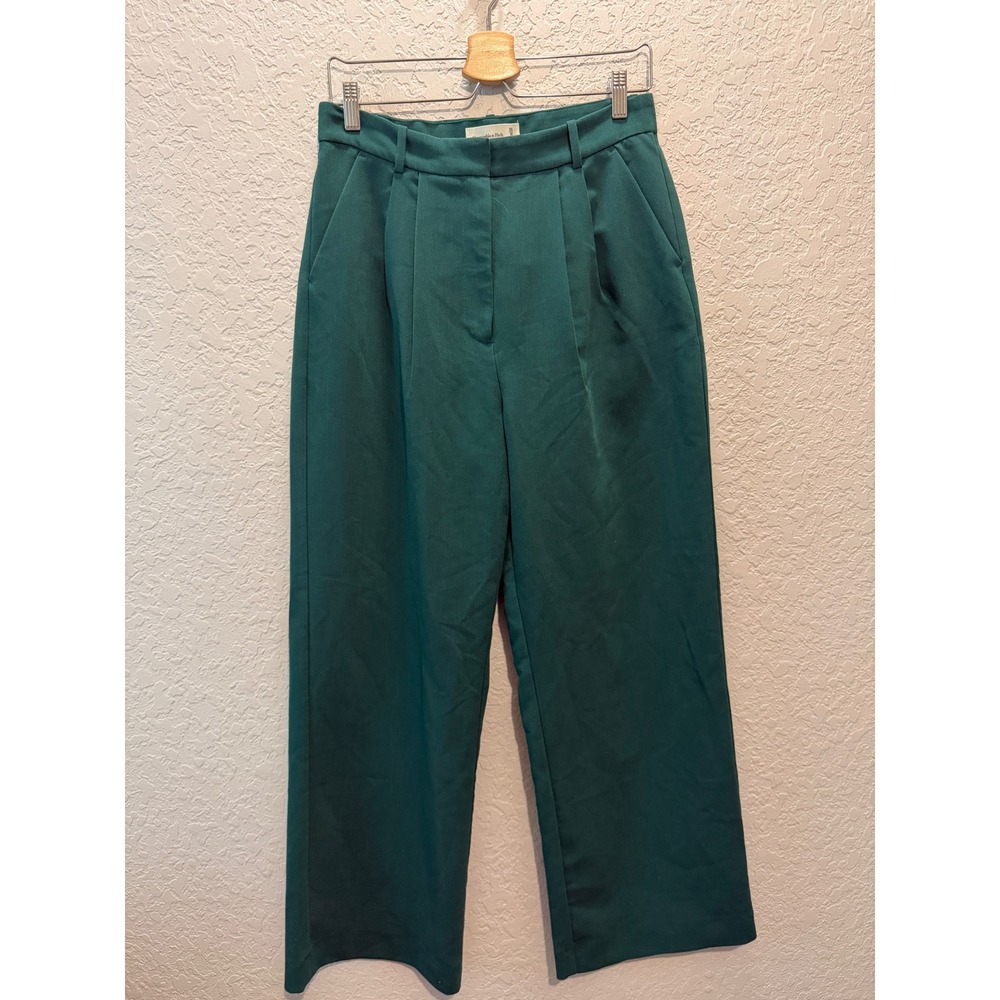 Abercrombie & Fitch Sloane Tailored Pants 10 Emerald Green Wide Leg Pleated